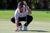 Brendan Steele lines up his putt on the ninth green during the third round at the Sony Open golf tournament Saturday, Jan. 16, 2021, in Honolulu. (AP Photo/Marco Garcia)