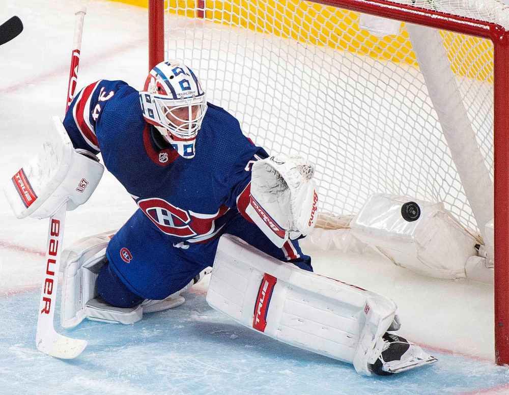 CP
Montreal Canadiens goaltender Jake Allen is scored on during the third period. (Graham Hughes / The Canadian Press)