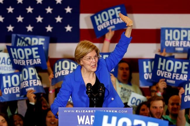 Democratic presidential candidate Sen. Elizabeth Warren, D-Mass., speaks to supporters at a caucus night campaign rally Monday, Feb. 3, 2020, in Des Moines, Iowa. (AP Photo/Sue Ogrocki)
