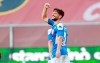 Napoli's Elseid Hysaj Dries Mertens celebrates after scoring during a Serie A soccer match against Genoa at the Luigi Ferraris Stadium in Genoa, Italy, Wednesday, July 8, 2020. (Tano Pecoraro/LaPresse via AP)