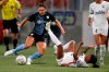 Sky Blue FC forward Evelyne Viens (20) drives as OL Reign defender Taylor Smith falls during the second half of an NWSL Challenge Cup soccer match at Zions Bank Stadium in Herriman, Utah on June 30, 2020. A prolific goal-scorer in college, Canadian forward Evelyne Viens has kicked off her pro career at the NWSL's Challenge Cup in Utah. And after a stop-start pre-season due to the global pandemic, the 23-year-old from L'Ancienne-Lorette, Que., is savouring her time with New Jersey's Sky Blue FC. THE CANADIAN PRESS/AP - Rick Bowmer