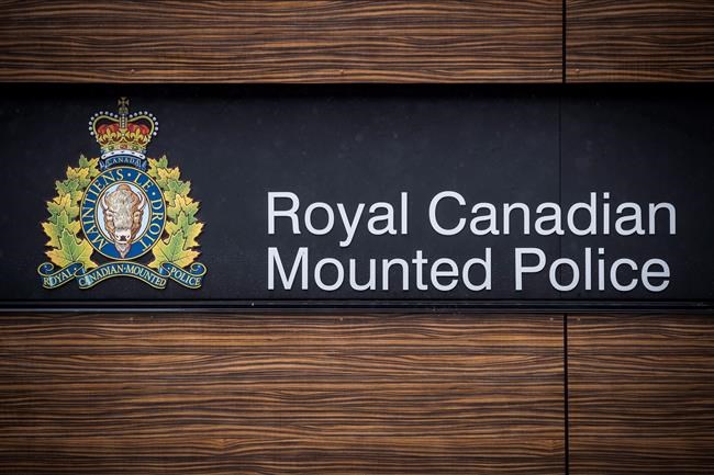 The RCMP logo is seen outside Royal Canadian Mounted Police