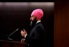 NDP leader Jagmeet Singh speaks during a press conference on the federal government's response to COVID-19, in West Block on Parliament Hill in Ottawa, on Saturday, April 11, 2020. THE CANADIAN PRESS/Justin Tang