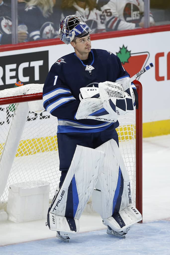 JOHN WOODS / WINNIPEG FREE PRESS
Winnipeg Jets goaltender Eric Comrie got the start in place of regular starter Connor Hellebuyck.