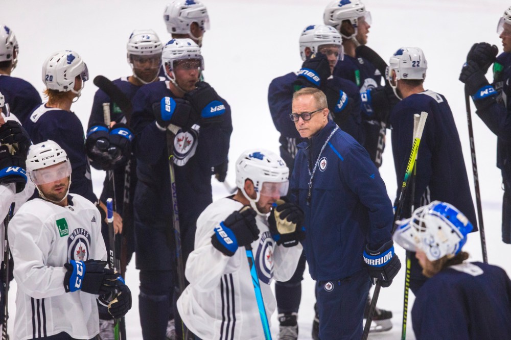 MIKAELA MACKENZIE / WINNIPEG FREE PRESS
Jets head coach Paul Maurice didn't like what he saw from his players during the first few days of training camp, but has been feeling better about it as of late.