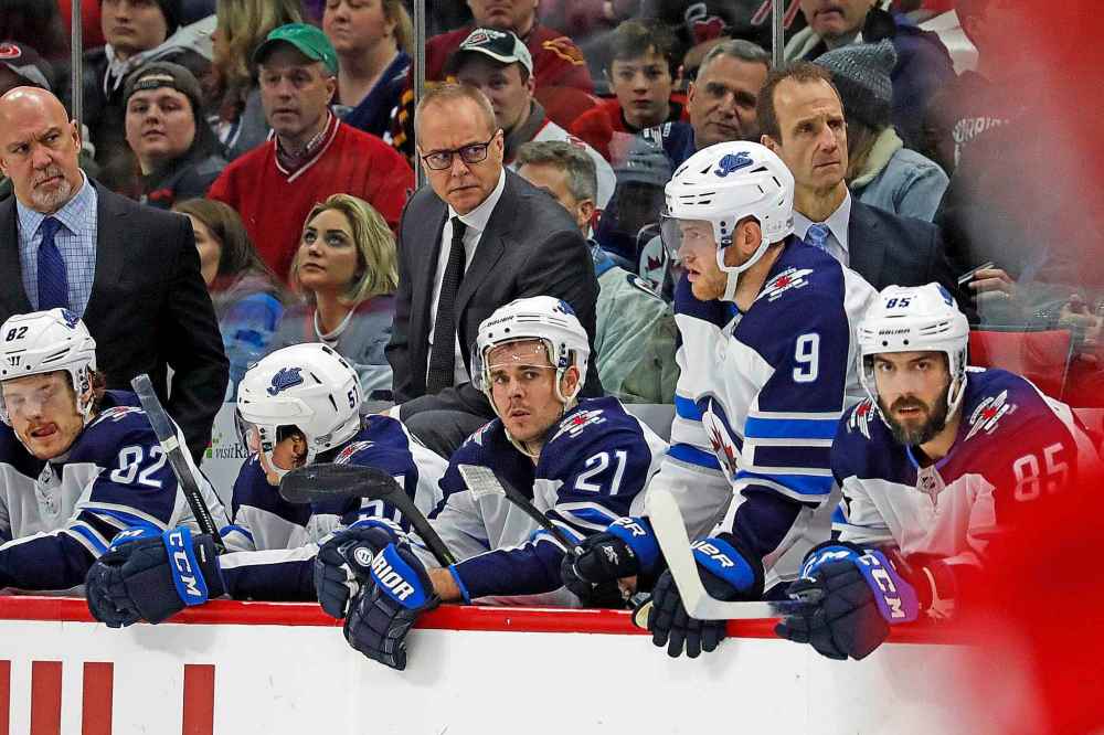(AP Photo/Karl B DeBlaker)
Winnipeg Jets head coach Paul Maurice, centre, watches from the bench during his team's 4-1 loss to the Hurricanes, Tuesday.