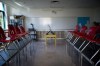 A empty classroom is pictured at McGee Secondary school in Vancouver, B.C. Friday, Sept. 5, 2014. British Columbia's education minister says students won't be back in classrooms on the originally planned date of Sept. 8. THE CANADIAN PRESS/Jonathan Hayward