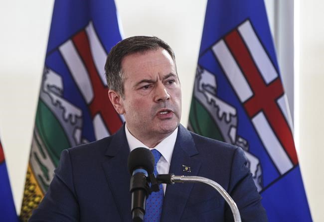 Alberta Premier Jason Kenney speaks during a press conference in Edmonton on February 24, 2020. Alberta Premier Jason Kenney says his province has more than enough protective masks, gloves and ventilators for its own COVID-19 needs, so it's sharing some of its surplus with other provinces. THE CANADIAN PRESS/Jason Franson