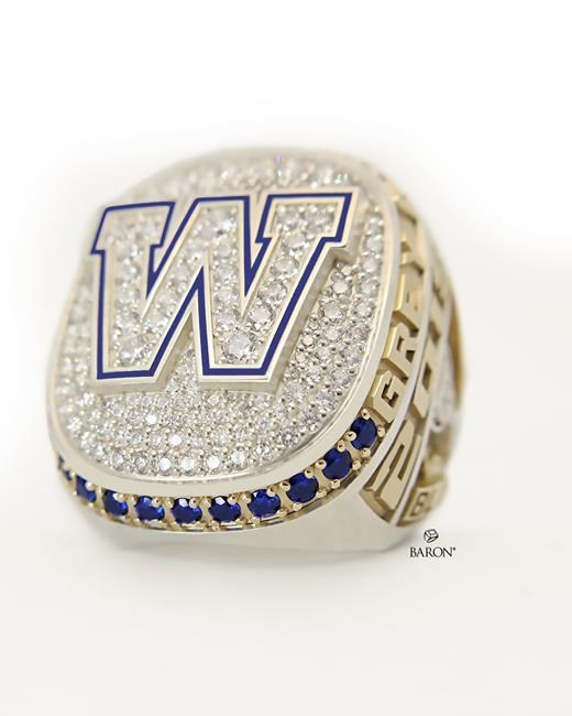 The Winnipeg Blue Bombers 2019 Grey Cup championship ring made by Baron Championship Rings is seen in this undated handout photo. The Winnipeg Blue Bombers unveiled their 2019 Grey Cup championship rings on Thursday night. Made by Canadian jeweller Baron Championship Rings, the diamond-studded two-toned ring celebrates Winnipeg's 33-12 win over the Hamilton Tiger-Cats last November. THE CANADIAN PRESS/HO, Baron Championship Rings *MANDATORY CREDIT*