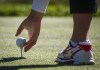 Canada's Brooke Henderson tees up her ball during second round action at the LPGA Canadian Open tournament in Priddis, Alta., Friday, Aug. 26, 2016. A golf course built to straddle the Canada-U.S. border during the prohibition era of the 1920s now finds itself out-of-bounds for Canadian members as COVID-19 border restrictions block access to the entrance on the American side. THE CANADIAN PRESS/Jeff McIntosh