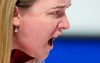Team Canada skip, Chelsea Carey calls a shot during draw 12 against team Nunavut at the Scotties Tournament of Hearts in Moose Jaw, Sask., Wednesday, February 19, 2020. THE CANADIAN PRESS/Jonathan Hayward