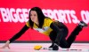 Team Manitoba skip Kerri Einarson watches her shot during draw 18 against team Wildcard at the Scotties Tournament of Hearts in Moose Jaw, Sask., Friday, February 21, 2020. THE CANADIAN PRESS/Jonathan Hayward