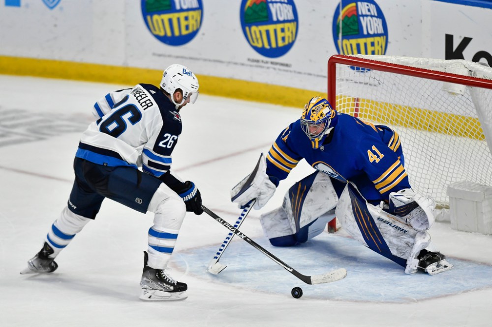 CP
Blake Wheeler scored the final goal of the shootout to put the game in the books. (Adrian Kraus / The Associated Press)