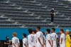 Consadole Sapporo players pose for a photo prior to their J-League soccer match against Yokohama FC at Nippatsu Stadium in Yokohama, near Tokyo Saturday, July 4, 2020. Japan’s soccer league is back in action this weekend after a four-month delay because of the coronavirus pandemic. (AP Photo/Koji Sasahara)