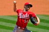 Cincinnati Reds starting pitcher Sonny Gray throws to the Los Angeles Dodgers during the first inning of a baseball game Wednesday, April 28, 2021, in Los Angeles. (AP Photo/Marcio Jose Sanchez)