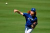 Los Angeles Dodgers starting pitcher Dustin May warms up during the restart of spring training Friday, July 3, 2020, in Los Angeles. (AP Photo/Mark J. Terrill)