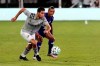 Montreal Impact midfielder Saphir Taider, let, works the ball against Orlando City forward Nani during the second half of an MLS soccer match, Saturday, July 25, 2020, in Kissimmee, Fla. (AP Photo/John Raoux)