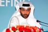 FILE - In this Thursday, Feb 25, 2015 file photo, Hassan Al Thawadi, head of the Qatar 2022 World Cup organizing committee he speaks during a press conference, in Doha. Organizers of the World Cup in Qatar are concerned that many fans won’t be able to afford traveling to the tournament in 2022 if the coronavirus pandemic causes a global recession. (AP Photo/Osama Faisal, File)