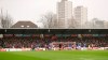 FILE - In this Saturday, Jan. 25, 2020 file photo, spectators watch from the stands of Griffin Park stadium, inaugurated in 1904, during the English FA Cup fourth round soccer match between Brentford FC and Leicester City at Griffin Park stadium in London. With another win at home on Wednesday July 21, 2020, west London club Brentford could end up saying goodbye to its 116-year-old stadium and hello to the Premier League for the first time. (AP Photo/Kirsty Wigglesworth, File)
