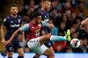 FILE - In this Monday, Sept. 16, 2019 file photo, Aston Villa's Neil Taylor, center, duels for the ball with West Ham's Andriy Yarmolenko during their English Premier League soccer match between Aston Villa and West Ham United at Villa Park in Birmingham, England. Aston Villa player Neil Taylor is one of only 15 British players in English football’s four professional leagues of Asian heritage. And the Wales international is working to grow the numbers of British Asians making it like him into the Premier League by mentoring the next generation. (AP Photo/Rui Vieira, File)