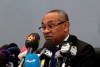 FILE - In this Tuesday, March 28, 2017 file photo, new president of the African soccer confederation Ahmad speaks at a press conference in Marrakesh, Morocco. Financial wrongdoing across African soccer has been unearthed in a confidential audit of the continent’s governing body that raises concerns about the legitimacy of millions of dollars of payments to executives and national associations. The report covers the period 2015-2019 and the presidencies of Issa Hayatou and successor Ahmad, who remains in power. (AP Photo/Mosa'ab Elshamy, File)