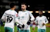 Bournemouth's Junior Stanislas, left, celebrates scoring against Burnley with teammate Diego Rico during the English FA Cup fifth round soccer match at Turf Moor, Burnley, England, Tuesday Feb. 9, 2021. (Nick Potts/PA via AP)