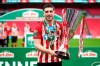Sunderland's Lynden Gooch celebrates with the trophy after the EFL soccer final against Tranmere at Wembley Stadium, London, Sunday March 14, 2021. (John Walton/PA via AP)