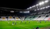 The Serie A soccer match between Inter Milan and Juventus at the Allianz Stadium in Turin, Italy, Sunday March 8, 2020. The match was played to a closed stadium as a measure against coronavirus contagion. (Marco Alpozzi/LaPresse via AP)