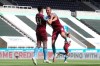 West Ham's Tomas Soucek, right celebrates after scoring with West Ham's Declan Rice during the English Premier League soccer match between Newcastle United and West Ham United at St. James' Park in Newcastle, England, Sunday, July 5, 2020. (Owen Humphreys/Pool via AP)