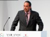 FILE - In this Wednesday, Nov. 28, 2018 file photo, Sheikh Ahmad al Fahad al Sabah, president of the Association of National Olympic Committees (ANOC) delivers a speech during the ANOC general assembly in Tokyo. A sports court says on Monday, Jan. 25, 2021 an election for an Asian woman soccer official to join the FIFA Council was improperly influenced by Olympic powerbroker Sheikh Ahmad of Kuwait. Sheikh Ahmad gave up his own FIFA Council seat in 2017 after being implicated in vote-buying by United States federal prosecutors. (AP Photo/Eugene Hoshiko, file)