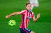 FILE - In this Saturday, Dec. 12, 2020 file photo, Atletico Madrid's Marcos Llorente in action during their Spanish La Liga soccer match against Real Madrid at the Alfredo Di Stefano stadium in Madrid, Spain. More than one high-profile striker has failed to flourish under Diego Simeone's no-frills approach to soccer, but he has helped transform the career of Marcos Llorente. The former Real Madrid holding midfielder's equalizer salvaged a point for the Spanish league leaders in their 1-1 draw at Levante on Wednesday, Feb. 17, 2021. (AP Photo/Bernat Armangue, file)