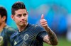 FILE - In this Sunday, June 23, 2019 file photo, Colombia's James Rodriguez gives a thumbs up before a Copa America Group B soccer match against Paraguay at Arena Fonte Nova in Salvador, Brazil. James Rodriguez joined Premier League club Everton on Monday, Sept. 7, 2020 in an attempt to revive a career that faltered at Real Madrid. Signed by the Spanish giants after capturing world football with a stunning goal for Colombia at the 2014 World Cup, Rodriguez couldn’t match those highs in Madrid. (AP Photo/Ricardo Mazalan, file)