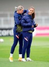 Tottenham Hotspurs' Alex Morgan warms up ahead of the Women's FA Cup soccer match between Arsenal and Tottenham Hotspur at Meadow Park, London