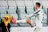 Juventus' Cristiano Ronaldo celebrates after scoring during the Serie A soccer match between Juventus and Crotone, at the Allianz Stadium in Turin, Italy, Monday, Feb. 22, 2021. (Marco Alpozzi/LaPresse via AP)