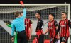 Frankfurt's David Abraham is shown a red card during the German Bundesliga soccer match between Eintracht Frankfurt and Borussia Moenchengladbach at Deutsche Bank Park in Frankfurt, Germany, Tuesday, Dec. 15, 2020. (Arne Dedert/dpa via AP)