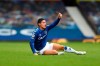 Everton's James Rodriguez reacts during the English Premier League soccer match between Everton and Liverpool at Goodison Park stadium, in Liverpool, England, Saturday, Oct. 17, 2020. (Cath Ivill/Pool via AP)