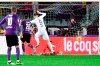 As Roma's Edin Dzeko (9) scores a goal during an Italian Serie A soccer match against ACF Fiorentina, Friday, Dec. 20, 2019, at the Artemio Franchi stadium in Florence, Italy. (Claudio Giovannini/ANSA via AP)