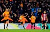 Wolverhampton Wanderers' Raul Jimenez celebrates after scoring his sides second goal from the penalty spot during the English Premier League soccer match between Southampton and Wolverhampton Wanderers at the St Mary’s stadium, Southampton, England. Saturday, Jan. 18, 2020. (Mark Kerton/PA via AP)