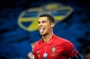Portugal's Cristiano Ronaldo sticks out his tongue during the Portugal against Sweden UEFA Nations League Group stage soccer match at Friends Arena in Stockholm, Sweden, Tuesday Sept. 8, 2020. (Janerik Henriksson/TT via AP)