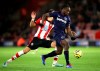 West Ham United's Michail Antonio, right, ahead of scoring his second goal against Southampton, which was later disallowed, during their English Premier League soccer match at St Mary's Stadium in Southampton, England, Saturday Dec. 14, 2019. (Steven Paston/PA via AP)