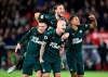Newcastle United's Jonjo Shelvey, centre below, celebrates with teammates after scoring his side's second goal of the game against Sheffield United, during their English Premier League soccer match at Bramall Lane in Sheffield, England, Thursday Dec. 5, 2019. (Danny Lawson/PA via AP)