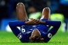 Chelsea's Tammy Abraham is seen on the ground after the end of the English Premier League soccer match between Chelsea and Arsenal at Stamford Bridge stadium in London England, Tuesday, Jan. 21, 2020. (AP Photo/Leila Coker)