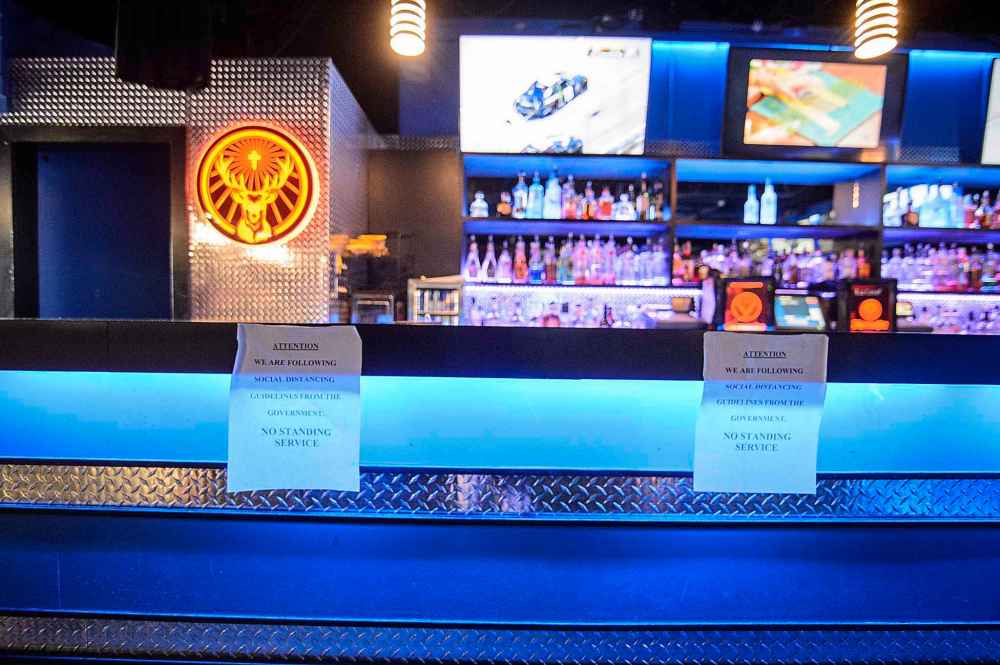 Patrons who enter Lipstixx Experience mid-pandemic will find there are more security guards, fewer seating options and new physical distancing markers all over the dark club. (Mike Sudoma / Winnipeg Free Press)