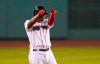 Boston Red Sox's Rafael Devers celebrates after his three-run double off Baltimore Orioles pitcher Branden Kline during the third inning of a baseball game in Boston, Wednesday, Sept. 23, 2020, at Fenway Park. (AP Photo/Charles Krupa)