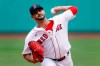 Boston Red Sox's Martin Perez pitches against the Baltimore Orioles during the first inning of a baseball game, Saturday, July 25, 2020, in Boston. (AP Photo/Michael Dwyer)