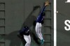 Seattle Mariners' Kyle Lewis (1) can not make the catch beside Taylor Trammell on a triple by Boston Red Sox's Enrique Hernandez during the seventh inning of a baseball game Thursday, April 22, 2021, in Boston. (AP Photo/Michael Dwyer)