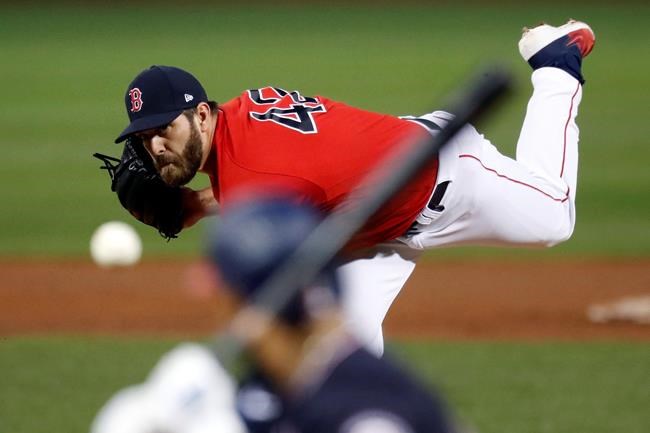 Boston Red Sox's Josh Osich pitches during the seventh inning of a baseball game against the Washington Nationals, Saturday, Aug. 29, 2020, in Boston. (AP Photo/Michael Dwyer)