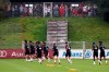 People watch the first official training session of FC Bayern Munich soccer club in Munich, Germany, Friday, Sept. 11, 2020. The German Bundesliga starts next Friday, Sept. 18, 2020. (AP Photo/Matthias Schrader)