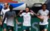 Bremen's Leonardo Bittencourt celebrates after scoring during the German Bundesliga soccer match between FC Schalke 04 and Werder Bremen in Gelsenkirchen, Germany, Saturday, May 30, 2020. Because of the coronavirus outbreak all soccer matches of the German Bundesliga take place without spectators. (Bernd Thissen/pool via AP)