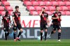 Bayern's Leon Goretzka, right, reacts besides team mate Robert Lewandowski after Mainz scored during the German Bundesliga soccer match between FSV Mainz and FC Bayern Munich in Mainz, Germany, Saturday, April 24, 2021. (AP Photo/dpa via AP)